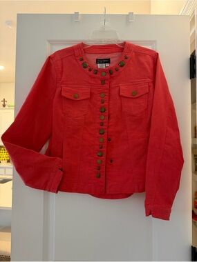 Coral Studded Jean Jacket